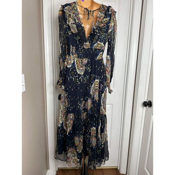 Anthropologie Navy Floral Maxi Dress - Picture 9 of 9